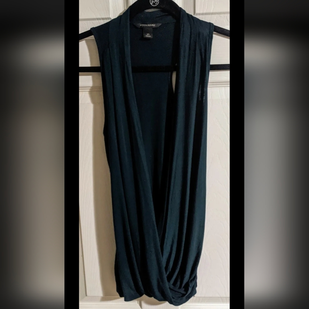 Banana Republic Dark Green Draped Tank Top Blouse XS Soft Knit